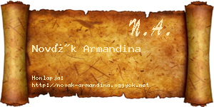Novák Armandina névjegykártya